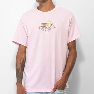 Stay Cool Screen Printed Graphic Picnic Funk T-Shirt Men's Pink Rose Size XL NWT